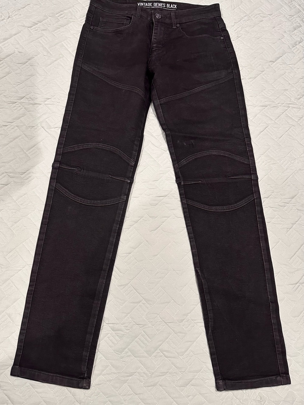Vintage Genes Black Men's Black Slim Fit Moto Jeans